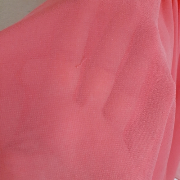 Alythea Womens Dress Coral Pink One Shoulder Milkmaid Coquette‎ Romantic Small - Picture 11 of 12